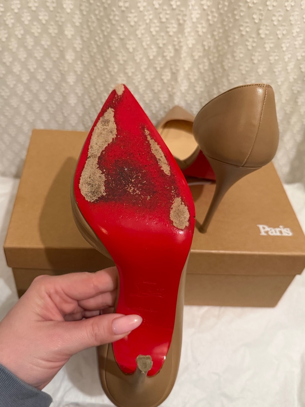 Christian Louboutin Nude d’Orsay Pointed-Toe Stiletto Pumps - Picture 10 of 15